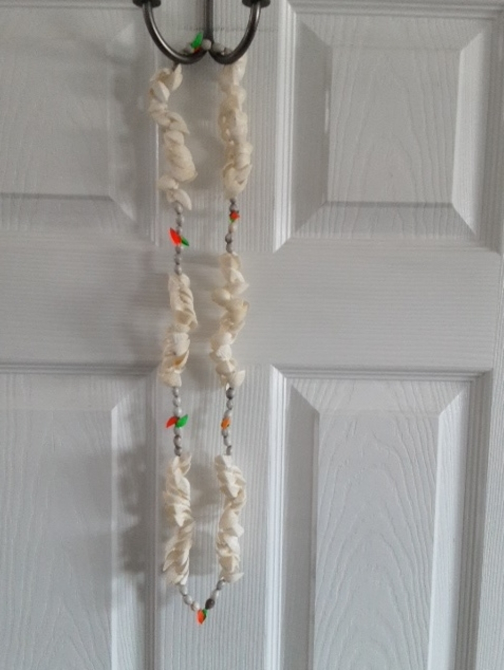 Handmade Shell & Bead Necklace in Cream with Neon Accents